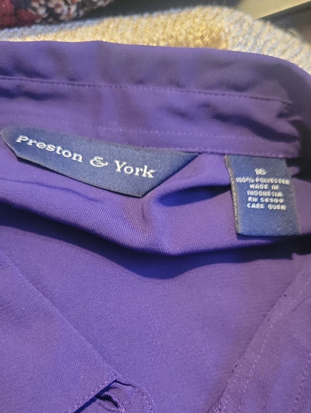 Preston & York Sz16 Purple Long-Sleeve Button-Down Shirt  New with Tag - Picture 2 of 4